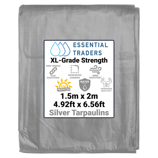 1.5m x 2m Silver & Black 300gsm Supergrade Tarpaulin
