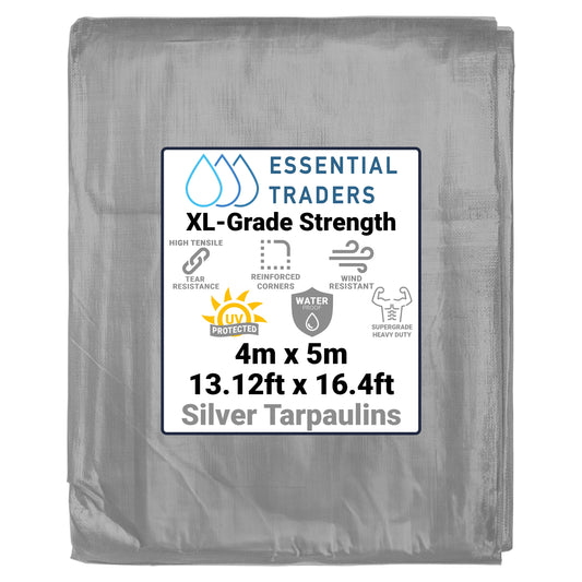 4m x 5m Silver & Black 300gsm Supergrade Tarpaulin