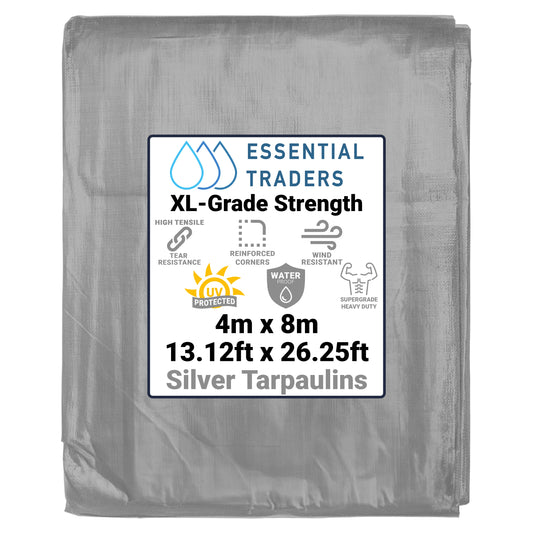 4m x 8m Silver & Black 300gsm Supergrade Tarpaulin