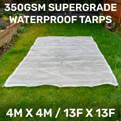 4m x 4m Clear Monotex 350gsm Supergrade Tarpaulin