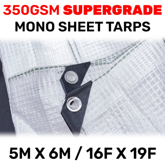 5m x 6m Clear Monotex 350gsm Supergrade Tarpaulin