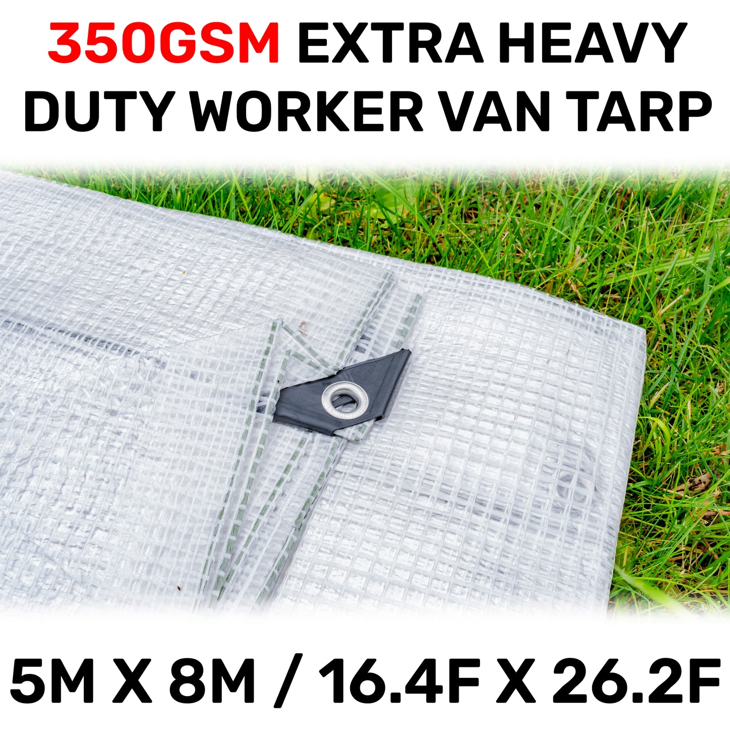 5m x 8m Clear Monotex 350gsm Supergrade Tarpaulin