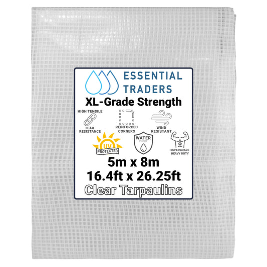 5m x 8m Clear Monotex 350gsm Supergrade Tarpaulin