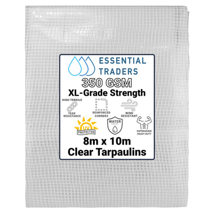 8m x 10m Clear Monotex 350gsm Supergrade Tarpaulin