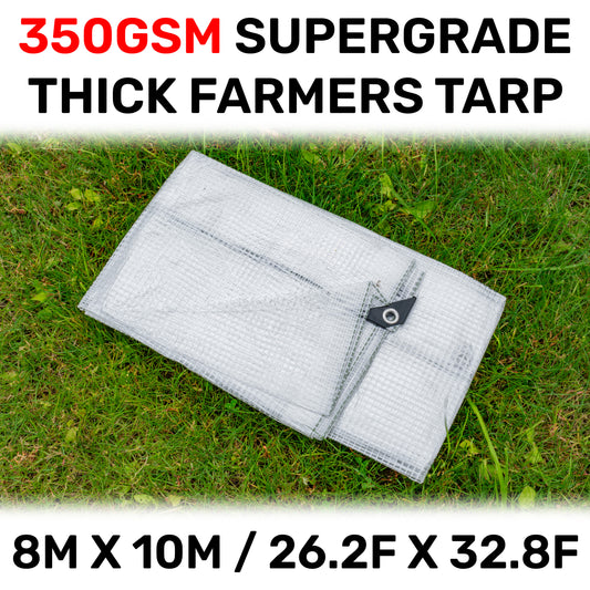 8m x 10m Clear Monotex 350gsm Supergrade Tarpaulin