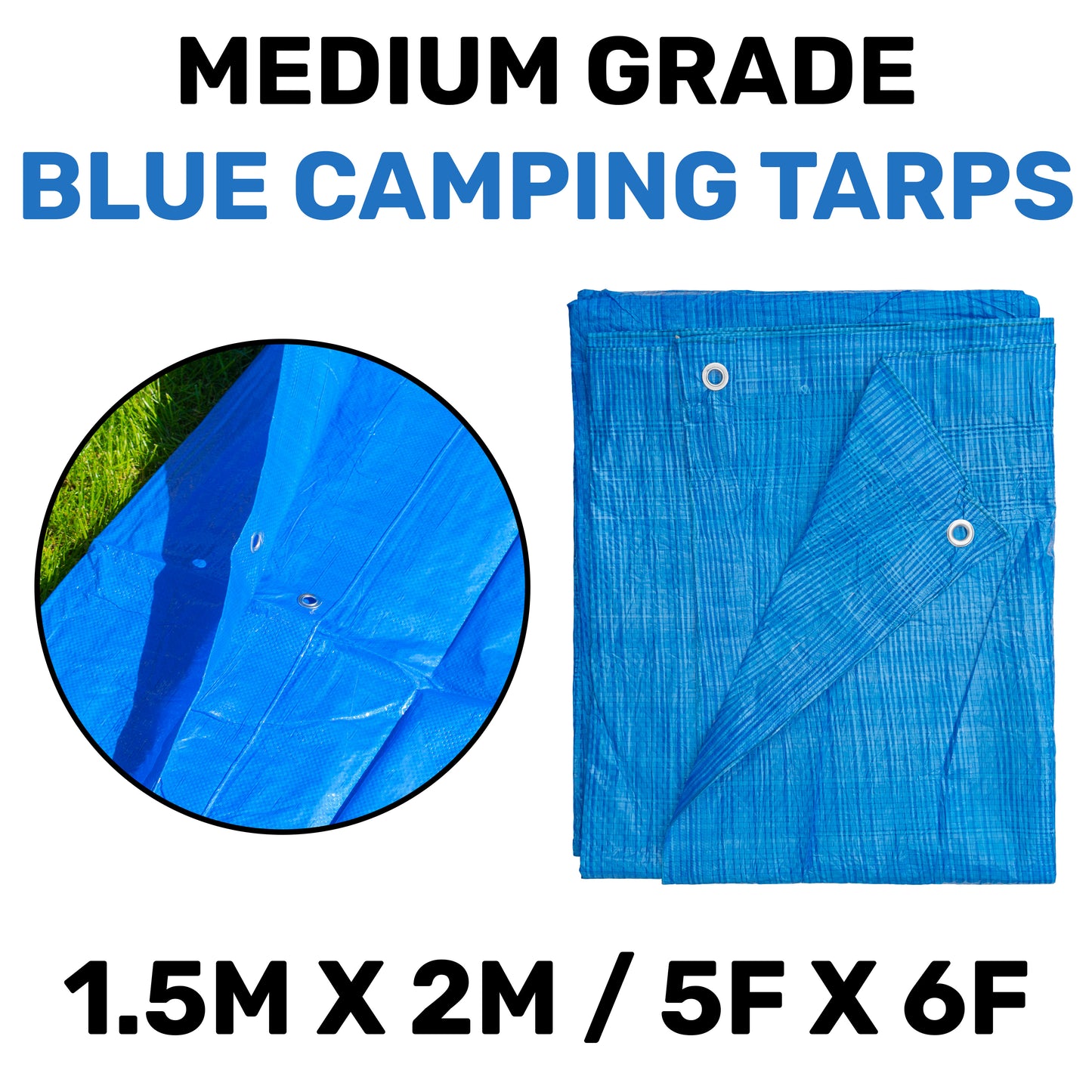 1.5m x 2m Blue 50gsm Tarpaulin