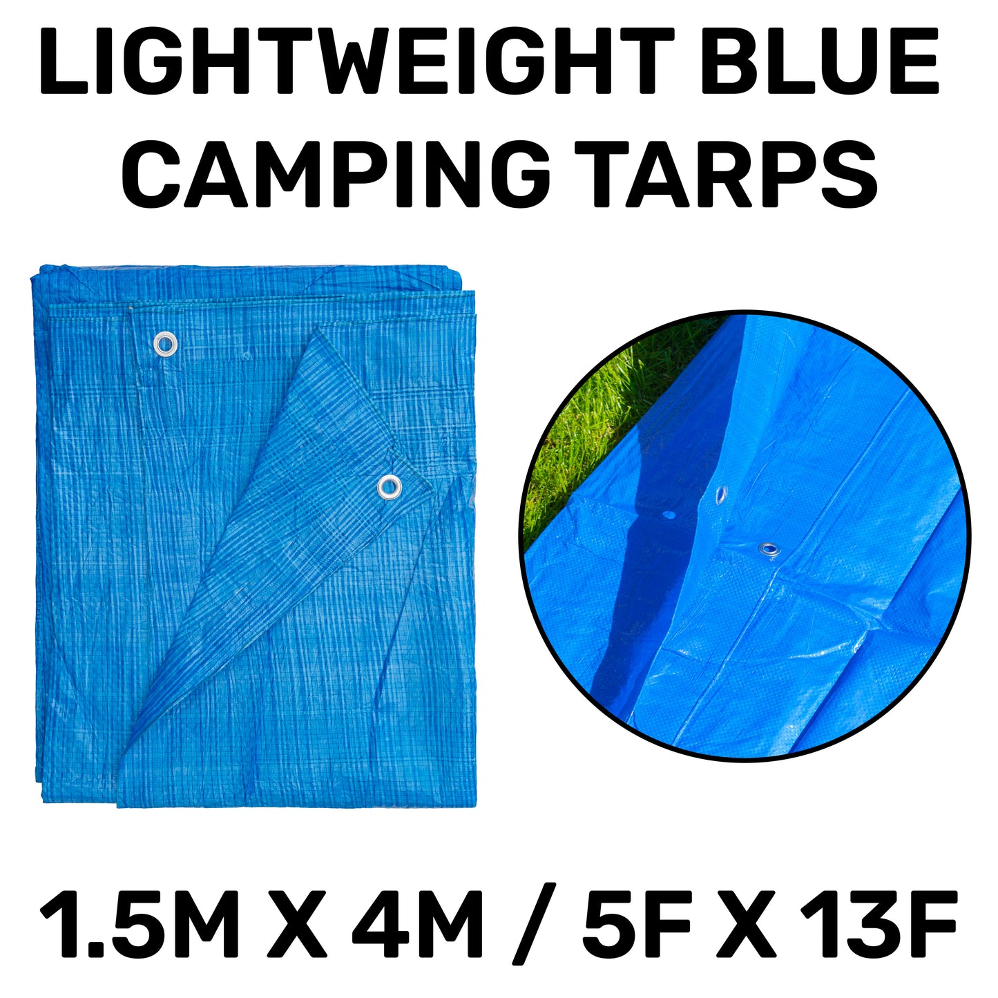 1.5m x 4m Blue 50gsm Tarpaulin