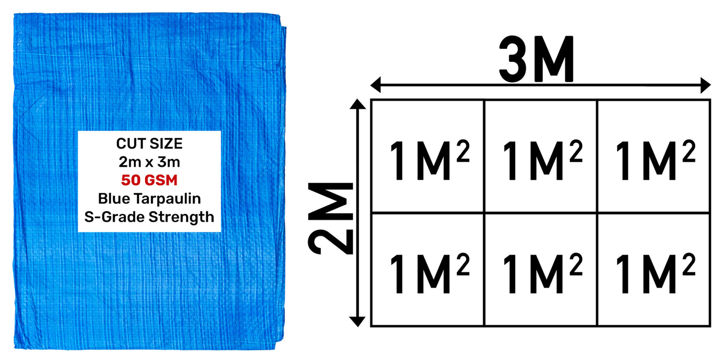 2m x 3m Blue 50gsm Tarpaulin