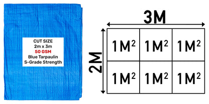 2m x 3m Blue 50gsm Tarpaulin