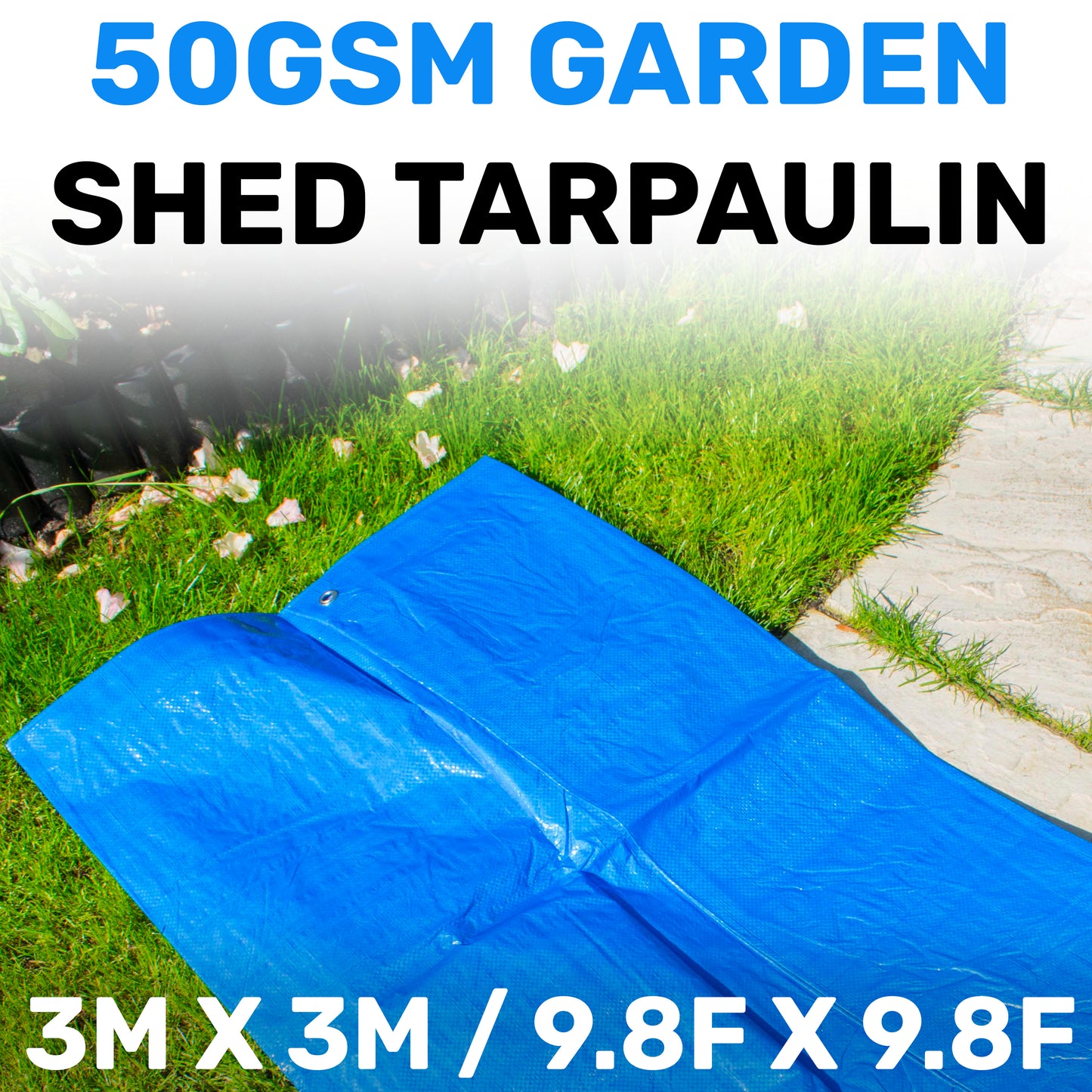 3m x 3m Blue 50gsm Tarpaulin