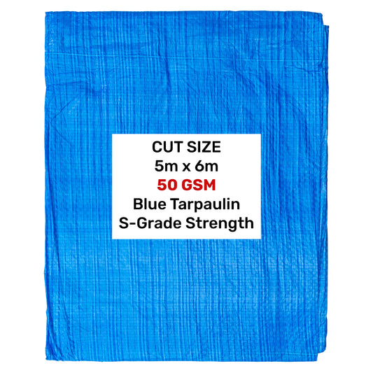 5m x 6m Blue 50gsm Tarpaulin