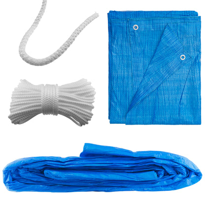 50gsm Lightweight Blue Tarpaulins + White Rope