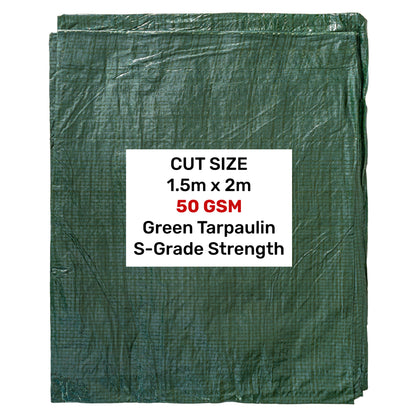 1.5m x 2m Green 50gsm Tarpaulin