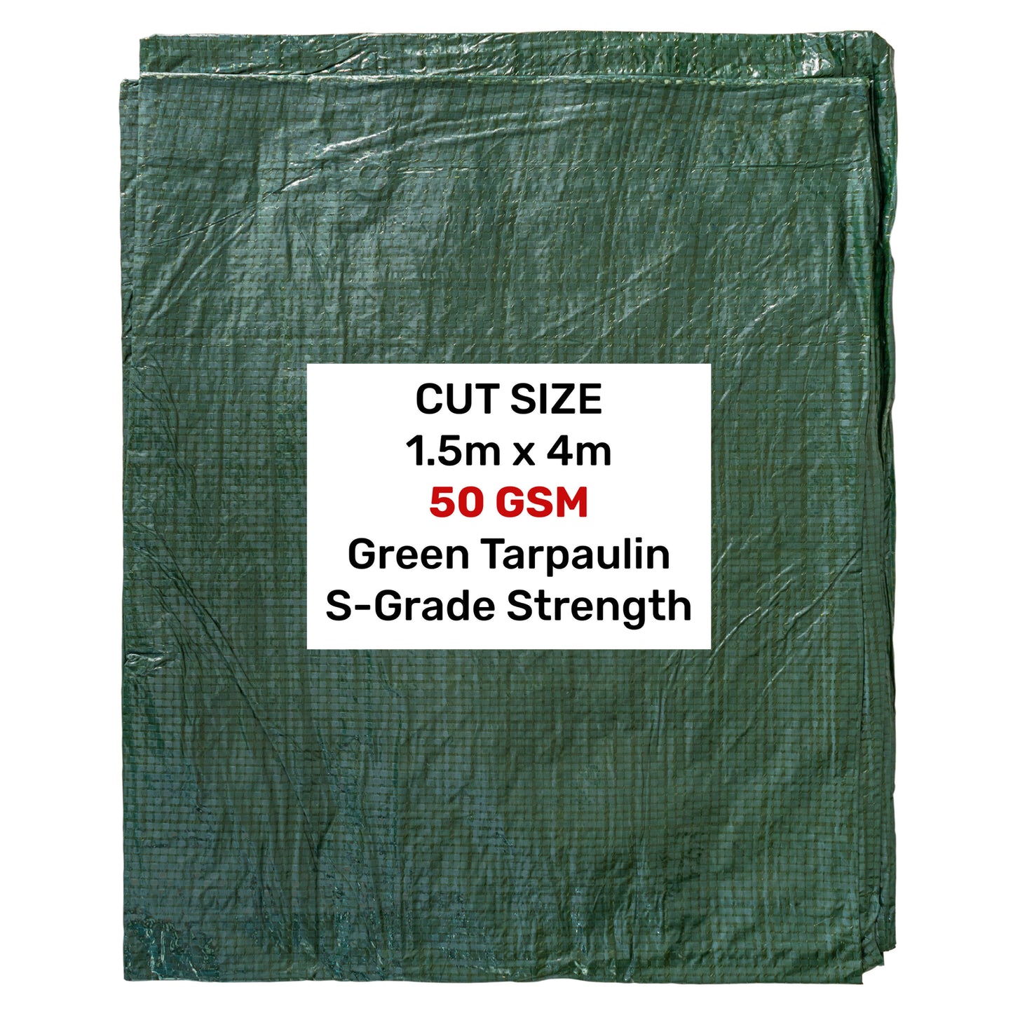 1.5m x 4m Green 50gsm Tarpaulin