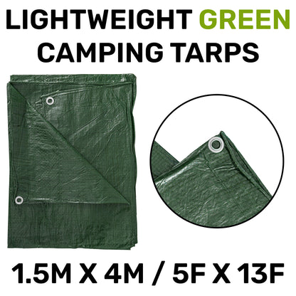 1.5m x 4m Green 50gsm Tarpaulin