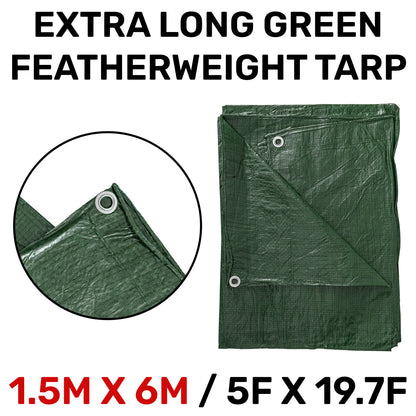 1.5m x 6m Green 50gsm Tarpaulin