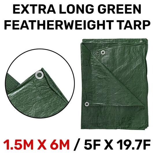 1.5m x 6m Green 50gsm Tarpaulin