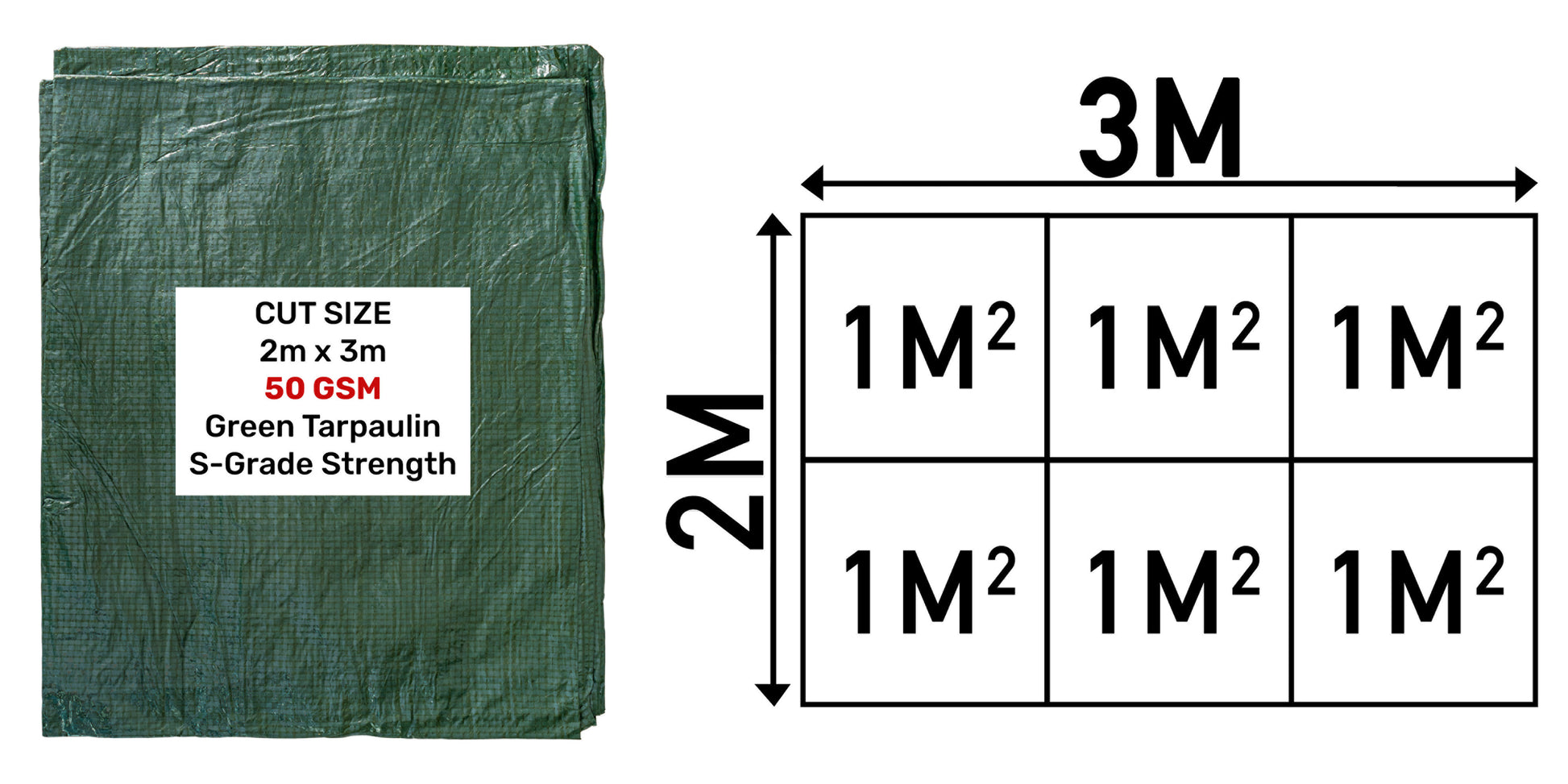 2m x 3m Green 50gsm Tarpaulin – Essential Online Traders