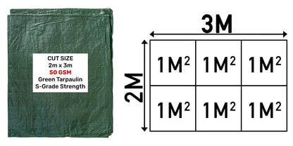 2m x 3m Green 50gsm Tarpaulin