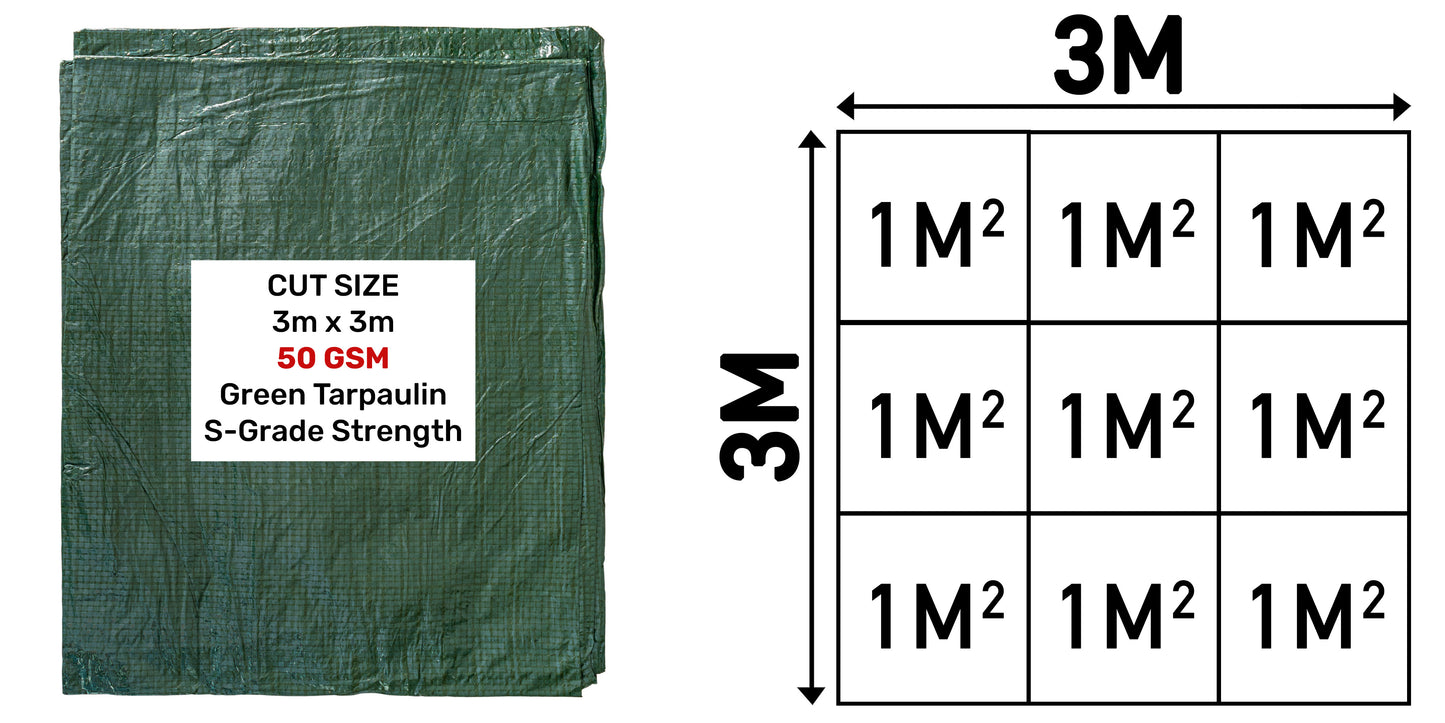 3m x 3m Green 50gsm Tarpaulin