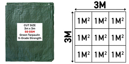 3m x 3m Green 50gsm Tarpaulin