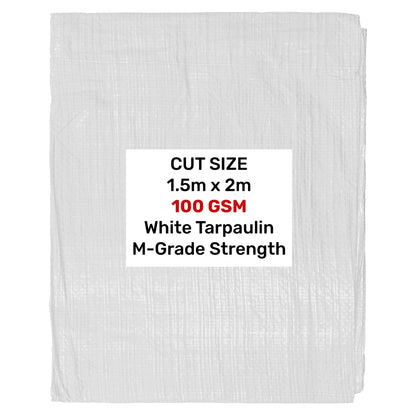 1.5m x 2m White 100gsm Tarpaulin