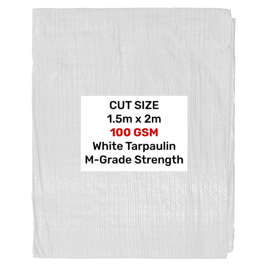 1.5m x 2m White 100gsm Tarpaulin