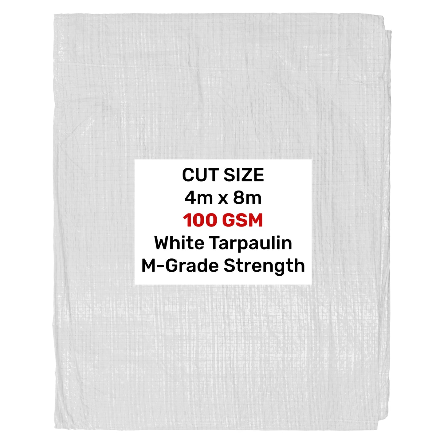 4m x 8m White 100gsm Tarpaulin