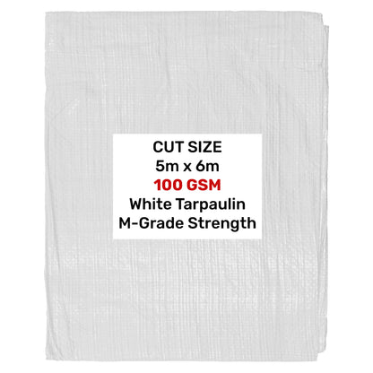 5m x 6m White 100gsm Tarpaulin