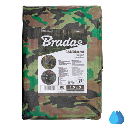 1.5m x 3m Camouflage Tarpaulins, Bradas 90 GSM