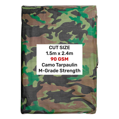 1.5m x 2.4m Camouflage 90gsm Tarpaulin