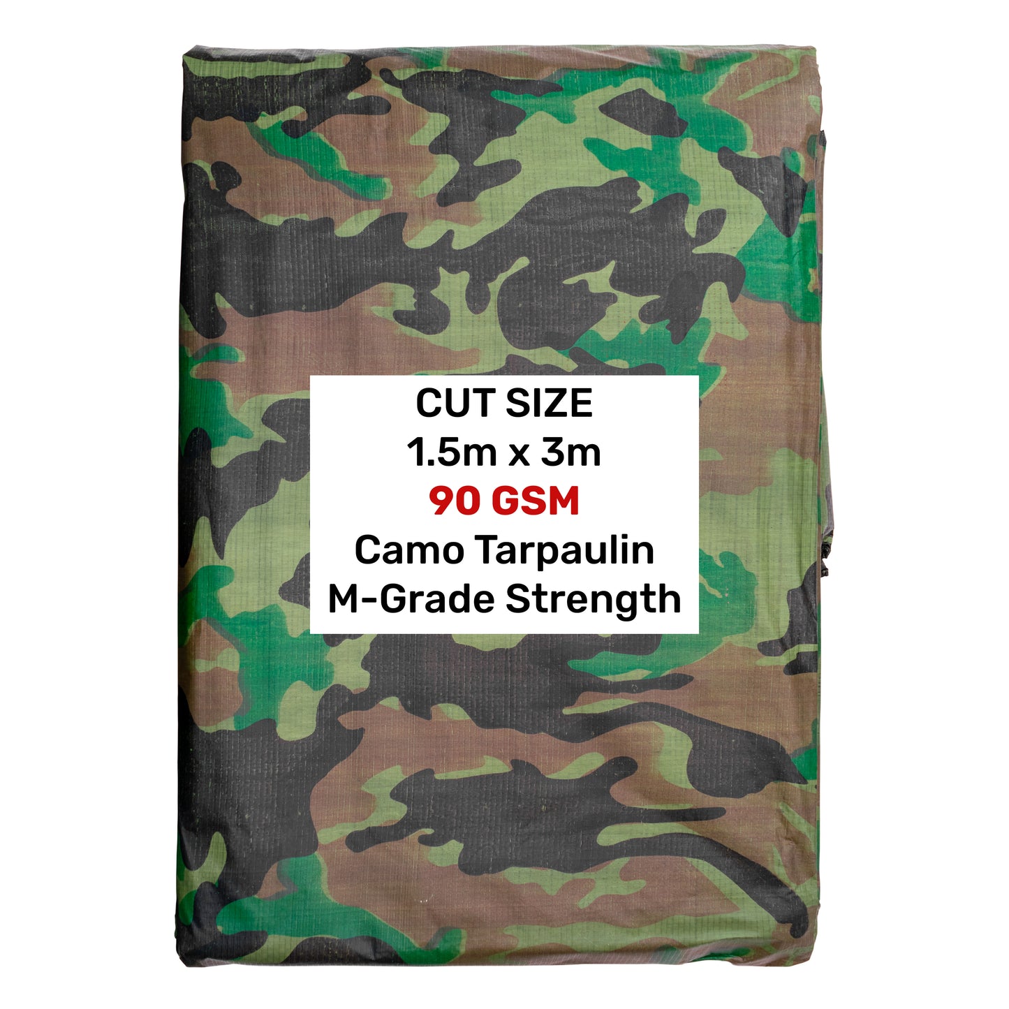 1.5m x 3m Camouflage 90gsm Tarpaulin