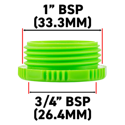 Female Tap Connector – 1” & 3/4” BSPF, Green & Grey