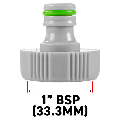 Female Tap Connector – 1” & 3/4” BSPF, Green & Grey