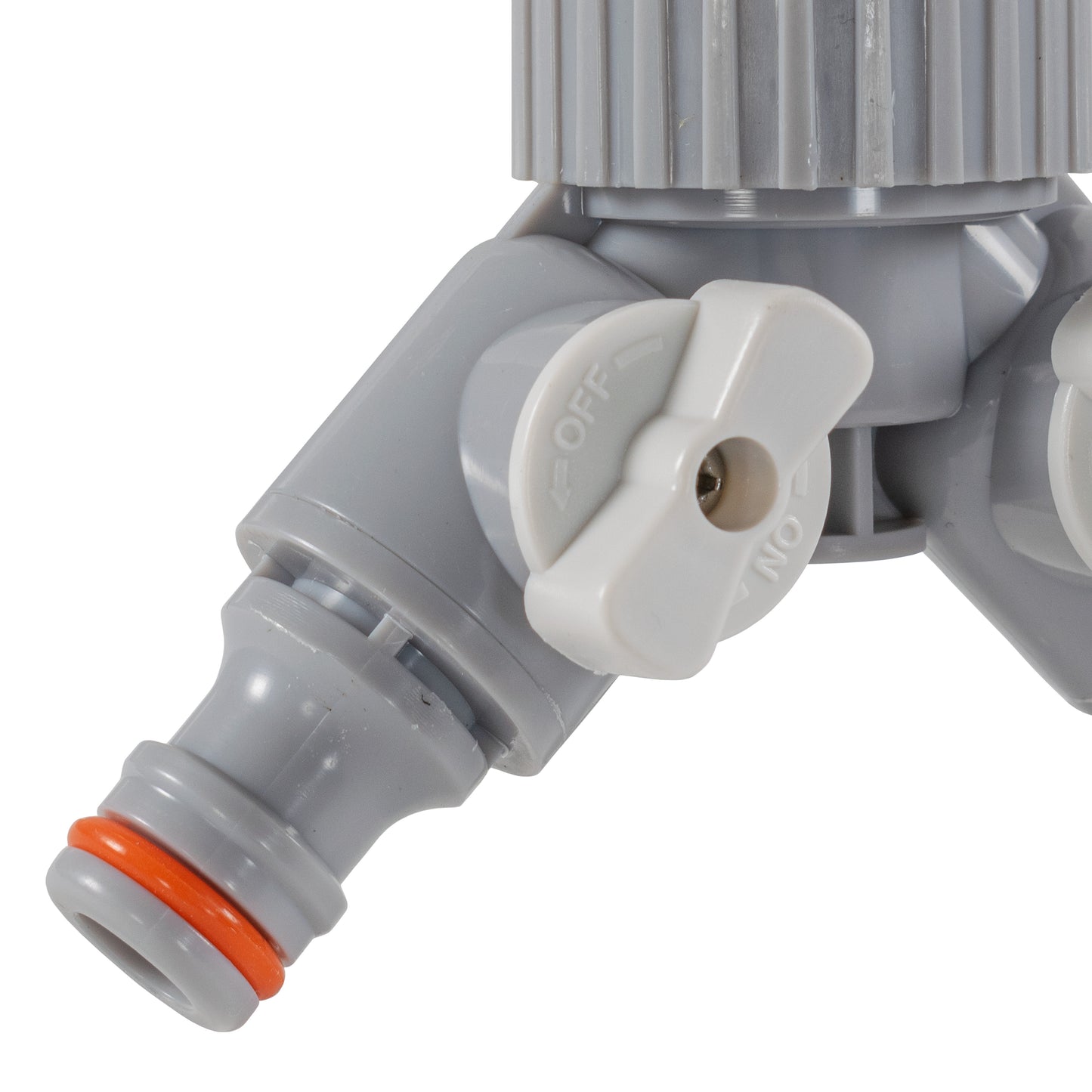 Two Way Threaded Splitter Valve Tap Adapter - White & Grey