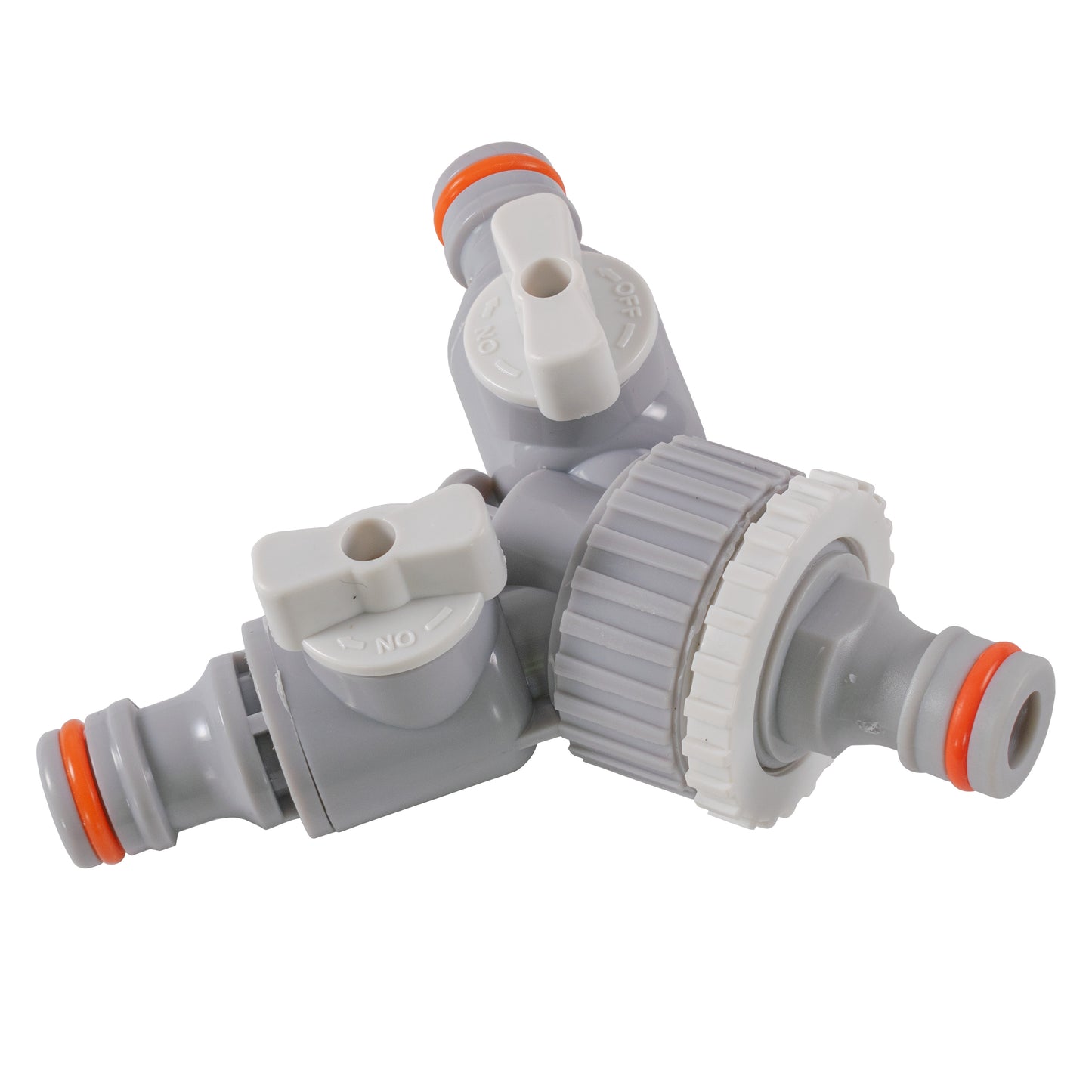 Three Way Valve Splitter Male Hosepipe Quick Connector - Grey & White