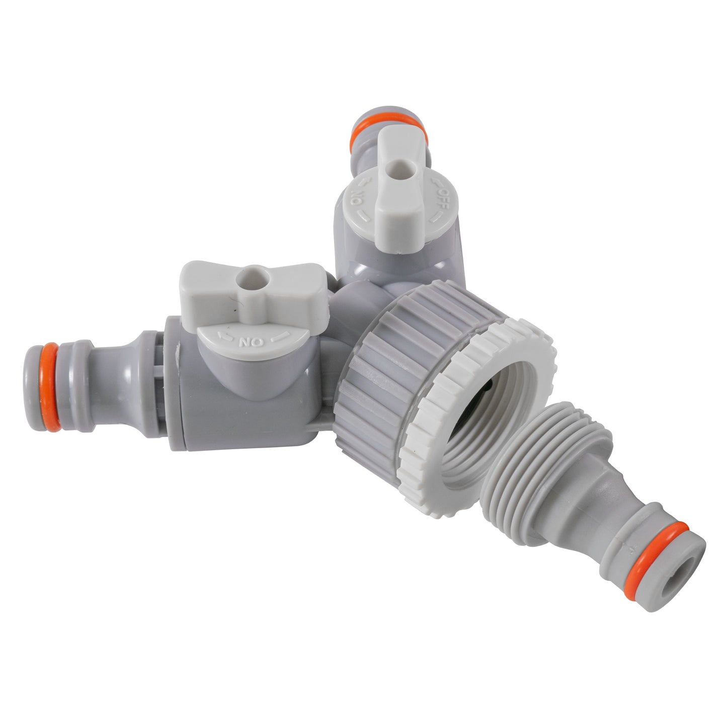 Three Way Valve Splitter Male Hosepipe Quick Connector - Grey & White