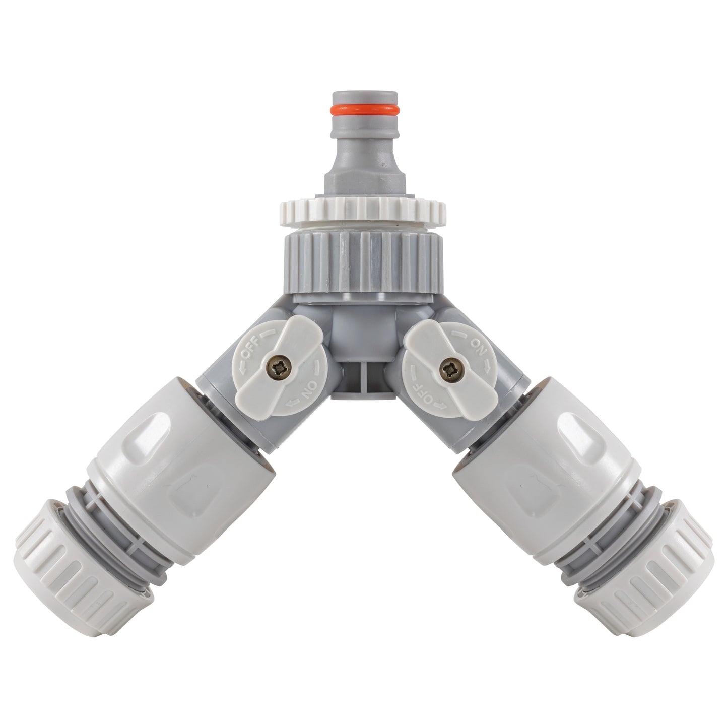 Three Way Valve Splitter with Hosepipe Quick Connectors - Grey & White