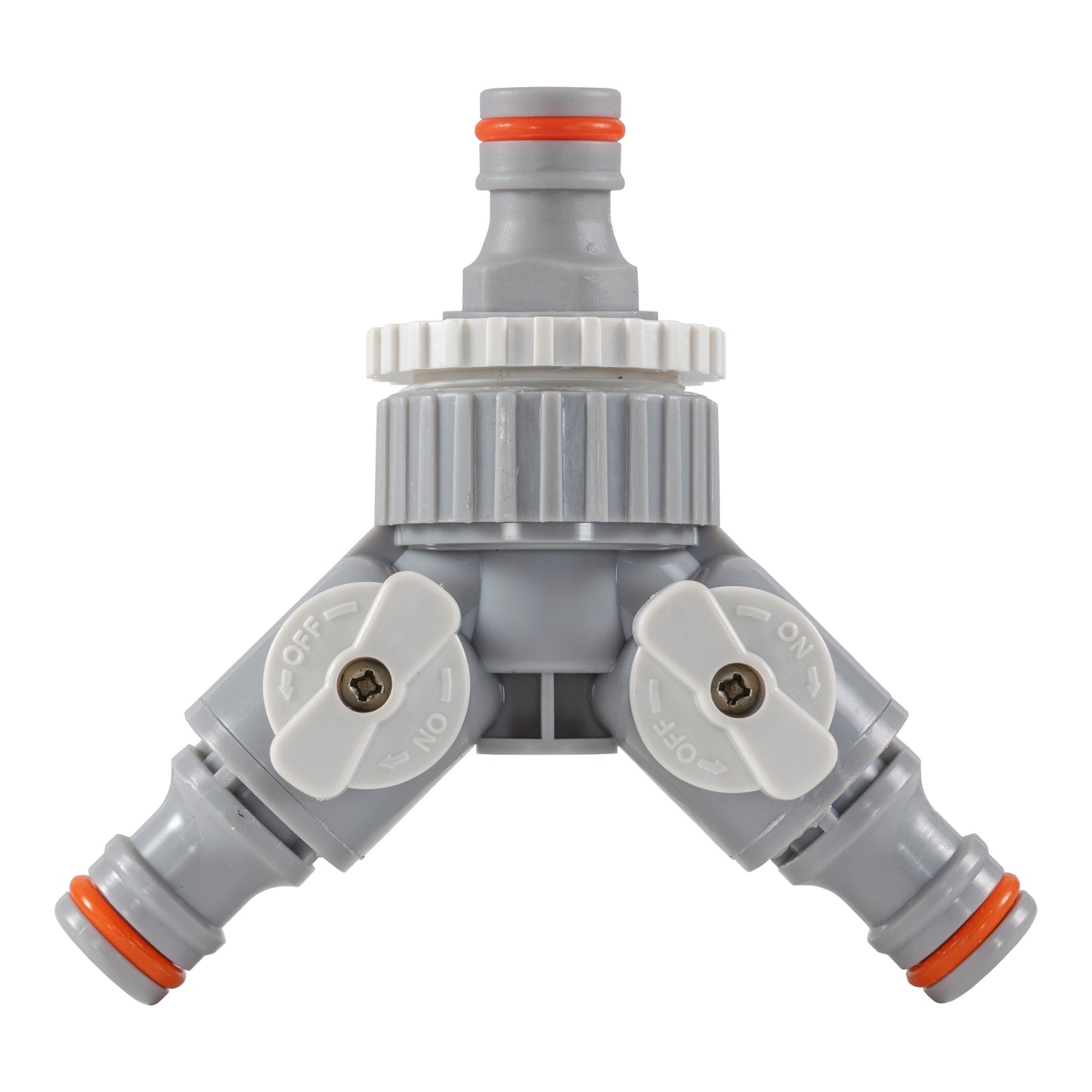 Three Way Valve Splitter with Hosepipe Quick Connectors - Grey & White