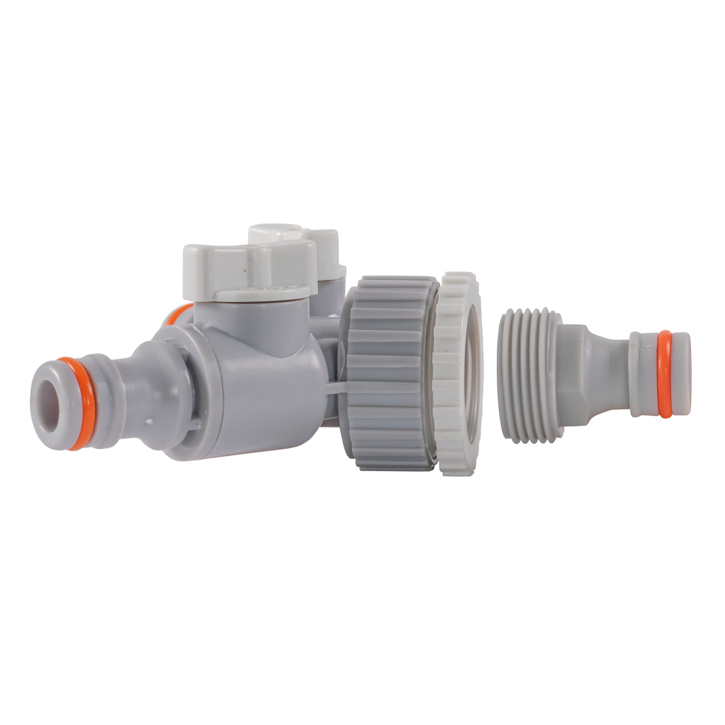 Three Way Valve Splitter Male Hosepipe Quick Connector - Grey & White