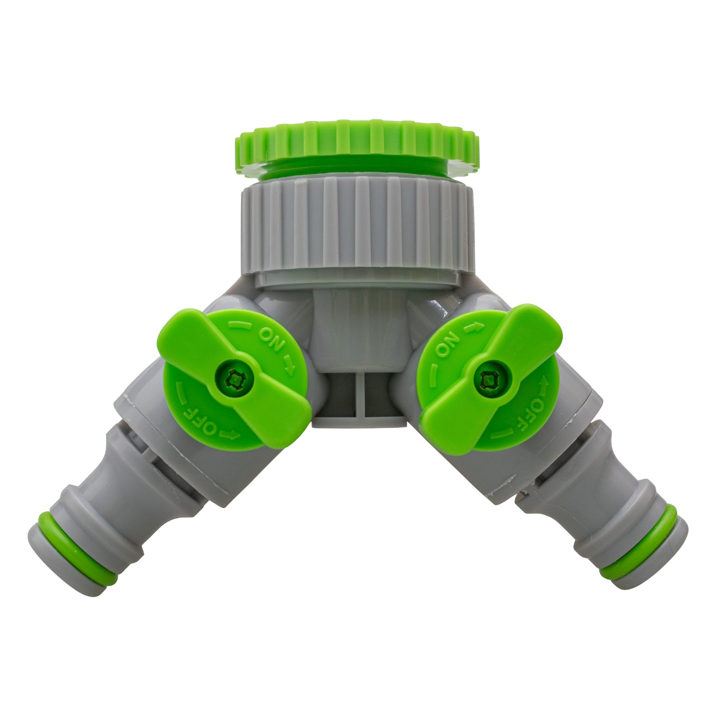 Two Way Threaded Splitter Valve Tap Adapter - Green & Grey