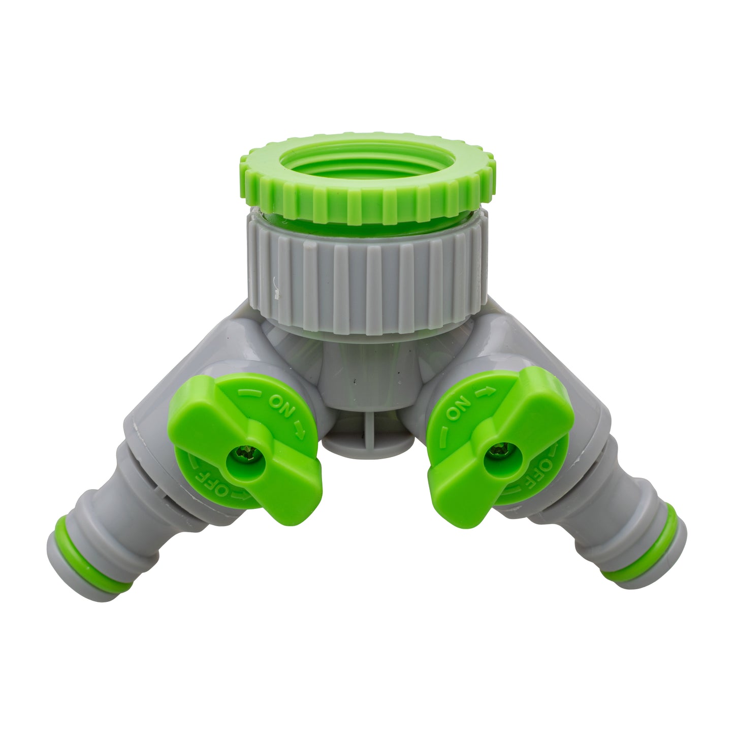 Two Way Threaded Splitter Valve Tap Adapter - Green & Grey