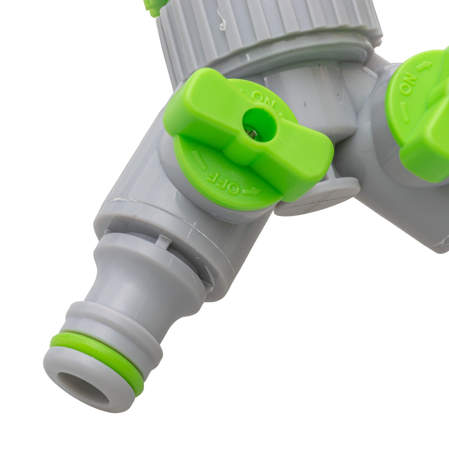 Two Way Threaded Splitter Valve Tap Adapter - Green & Grey