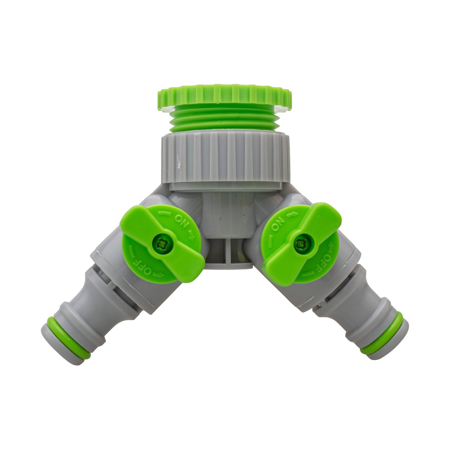 Two Way Threaded Splitter Valve Tap Adapter - Green & Grey