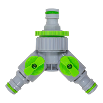 Three Way Valve Splitter Male Hosepipe Quick Connector - Green