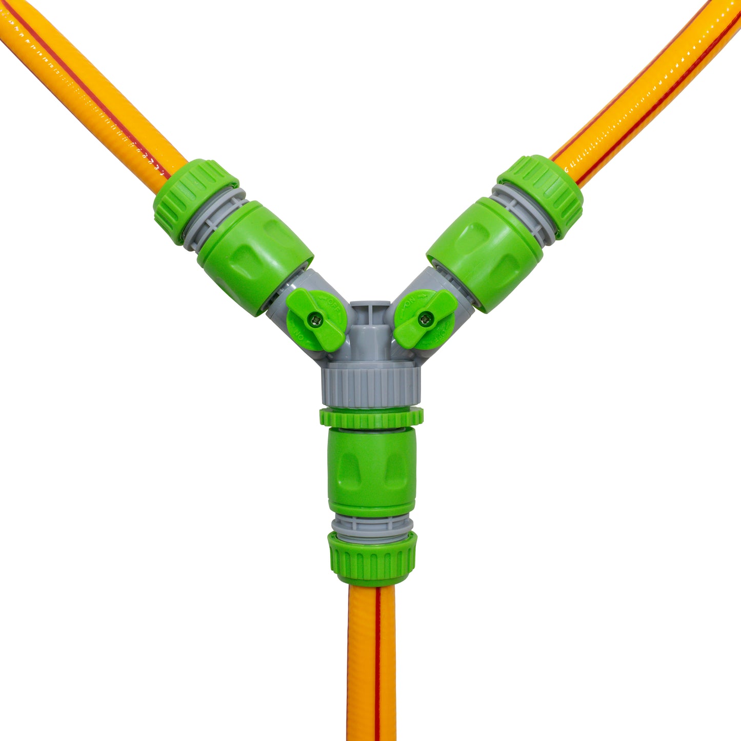 Three Way Valve Splitter with Hosepipe Quick Connectors - Green