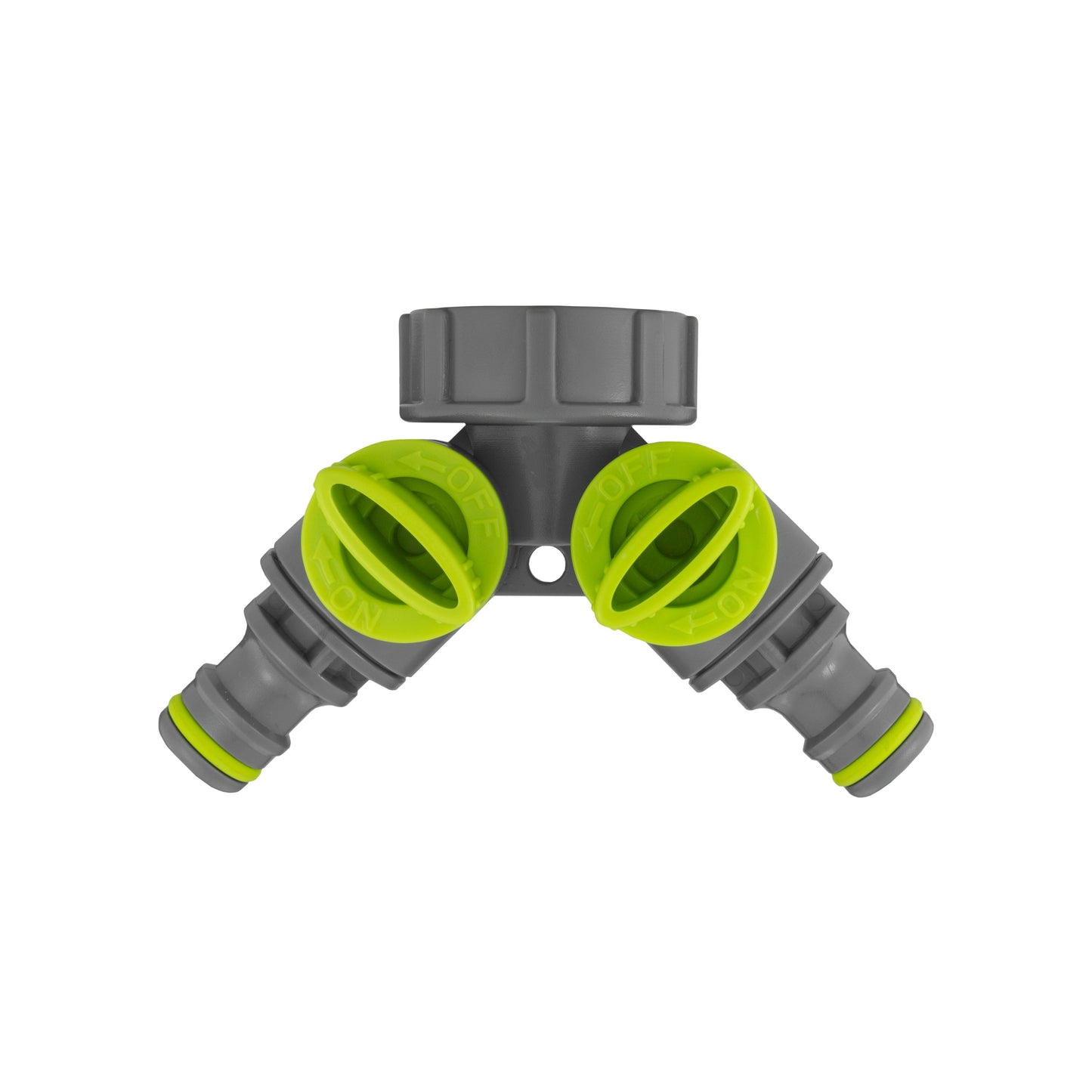 Bradas Double Outlet Tap Splitter with Valves, Lime