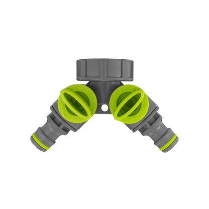 Bradas Double Outlet Tap Splitter with Valves, Lime