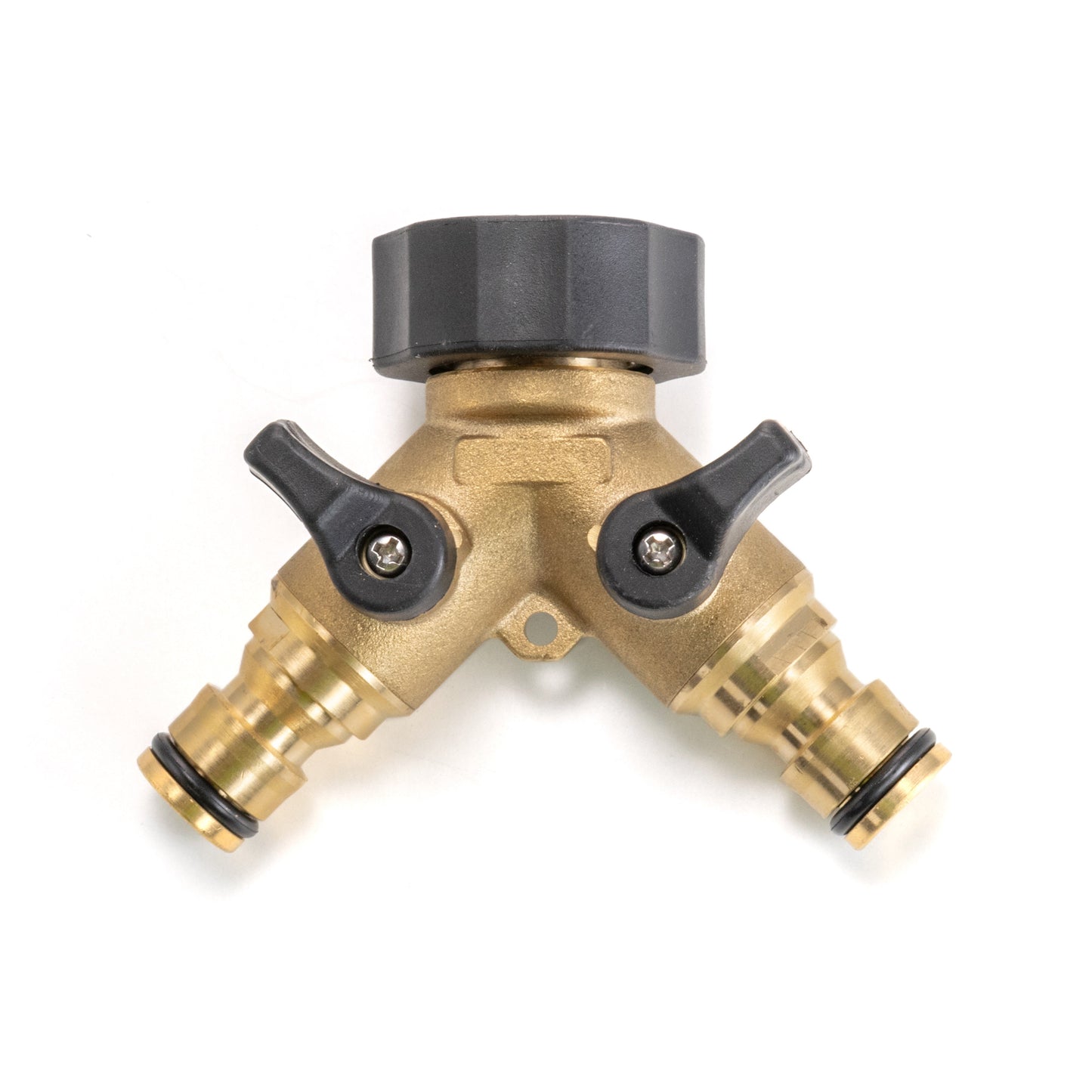Double Outlet Tap Splitter with Valves, Brass