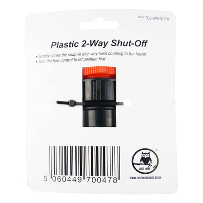 2-way Tap Splitter Valve with 3/4" Threads, Black